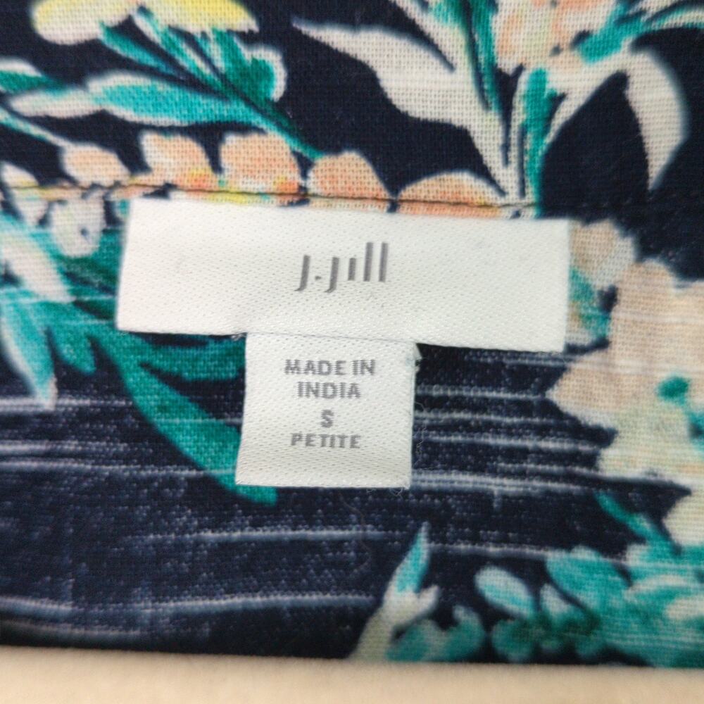 J Jill Dress Womens S Petite Blue Floral Cotton Exotic Gardens Pockets V Neck View 2